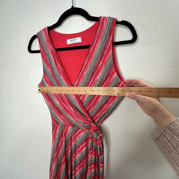 Bailey 44 Peach Blue & Green Striped Emile Sleeveless V-Neck Faux Wrap Dress XS - Picture 14 of 16